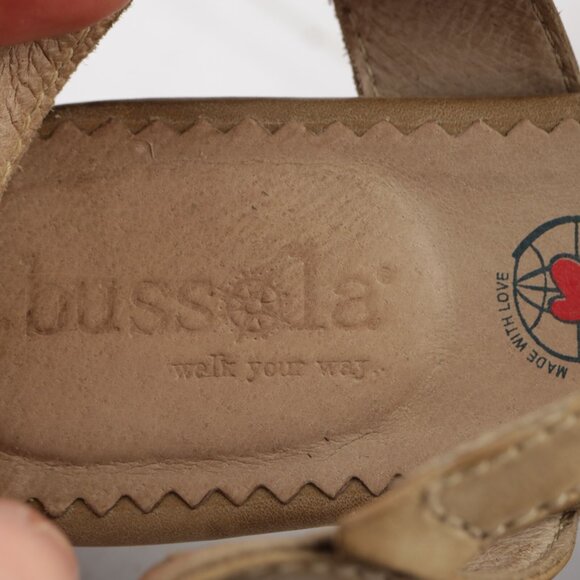 Bussola Womens Lisboa Sandals Size 38 7 Tan Leather Slingback Big Flower Shoes - Picture 10 of 13